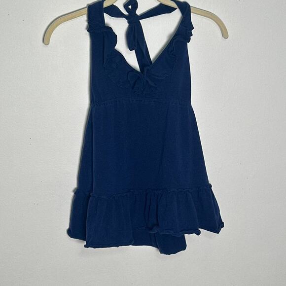 Y2k moda international navy babydoll ruffle halter top - Picture 5 of 7